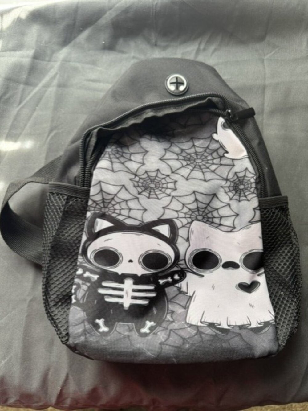 Cute Stylish Skeleton Goth Ghost Pattern Halloween Themed Daily Casual Sling Bag